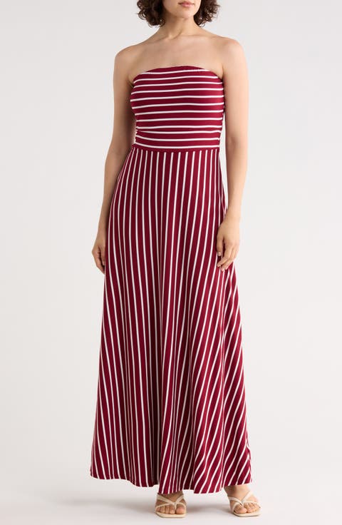 EI Striped Strapless Maxi Dress