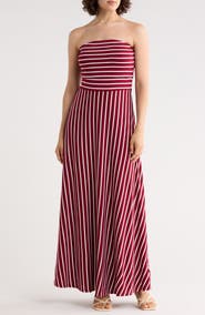 WEST KEI Striped Strapless Maxi Dress
