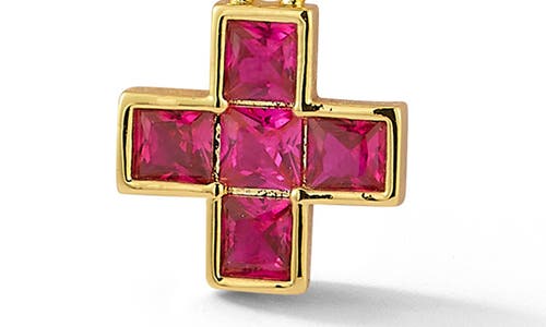 Chloe & Madison Chloe And Madison Partial Faux Pearl Cross Pendant Necklace In Gold