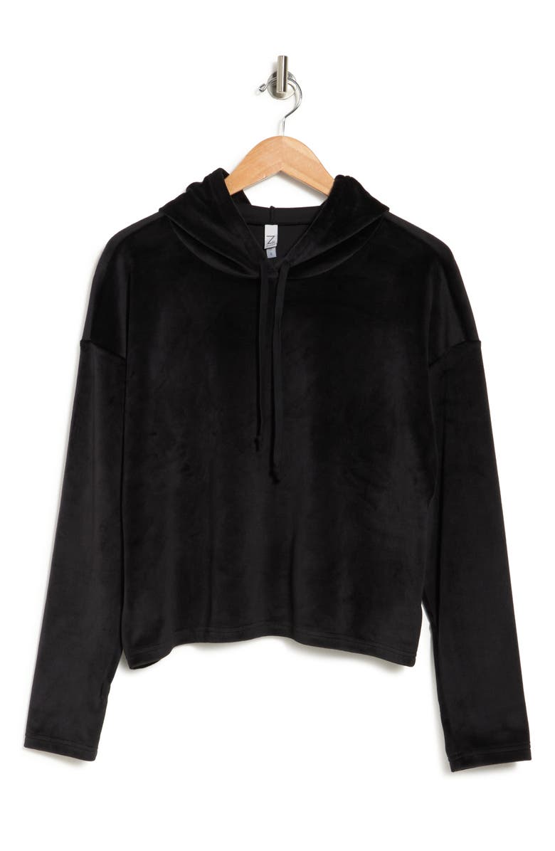 Z by Zella Velour Pullover Crop Hoodie, Alternate, color, 