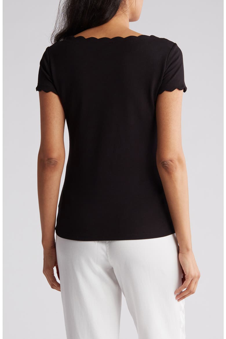 Scalloped Knit T-Shirt, Alternate, color, BLACK