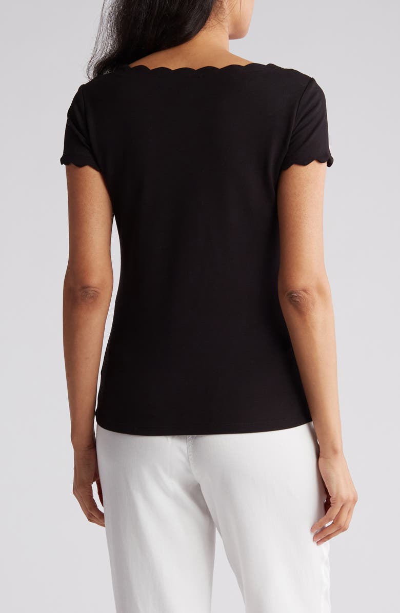 T Tahari Scalloped Knit T-Shirt, Alternate, color, Black