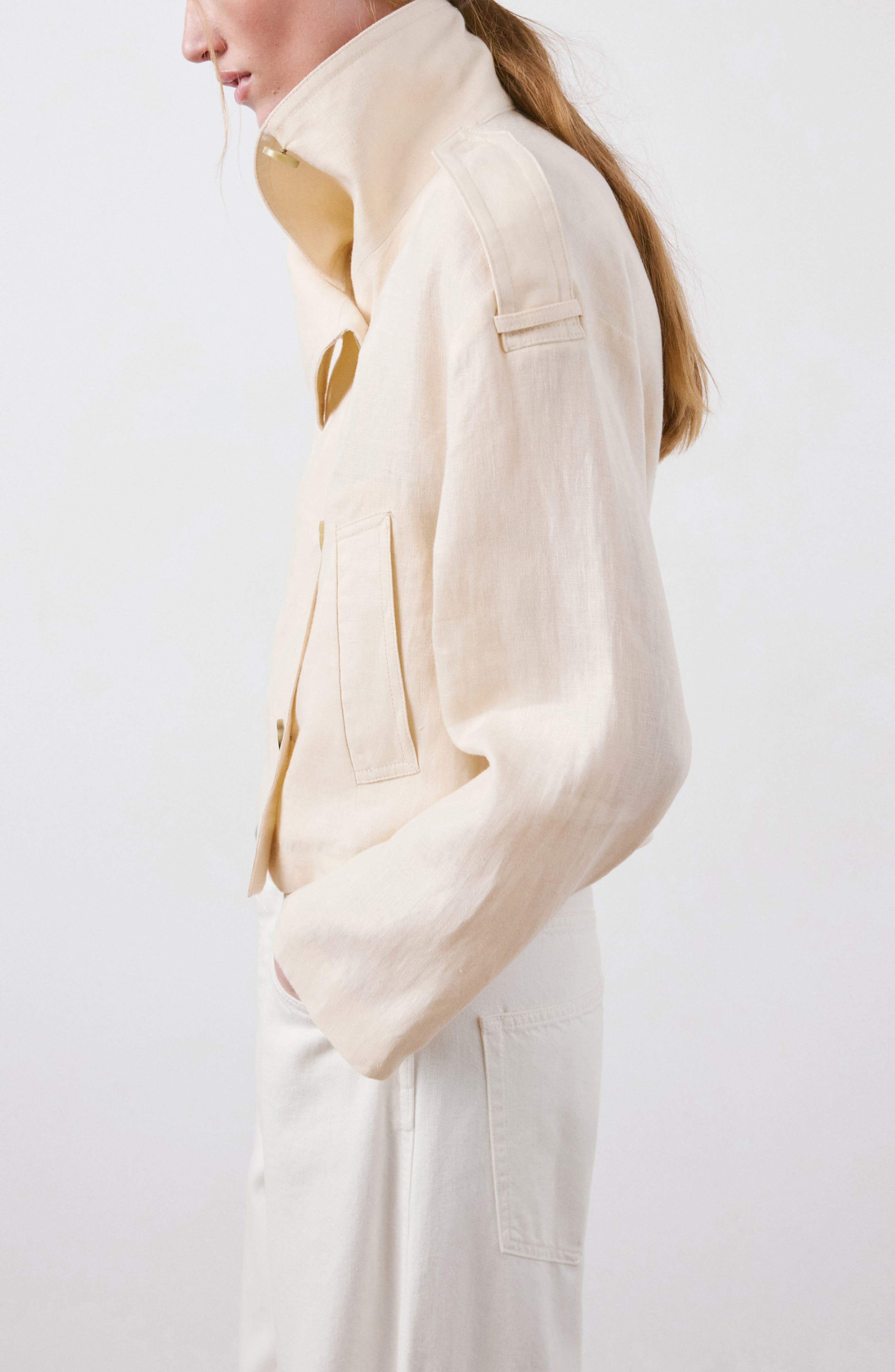 Женские MANGO Funnel Neck Linen Jacket — фото 3
