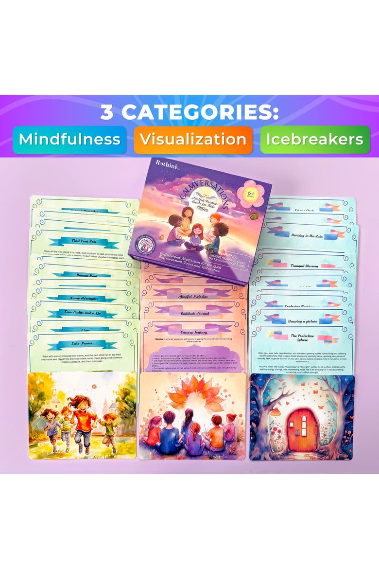 Positive Affirmation and Meditation Kids Cards, Alternate, color, Meditation Kids
