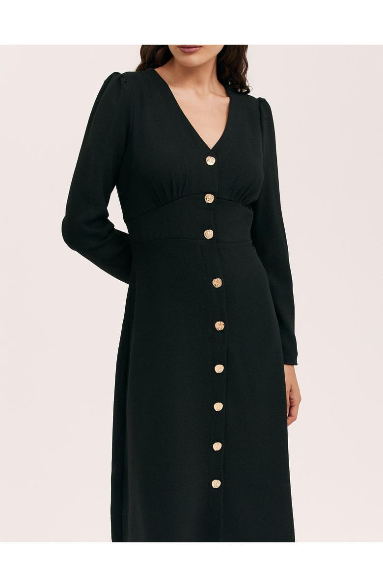 Finery London Caprice Long Sleeve Crepe Midi Dress, Alternate, color, Black