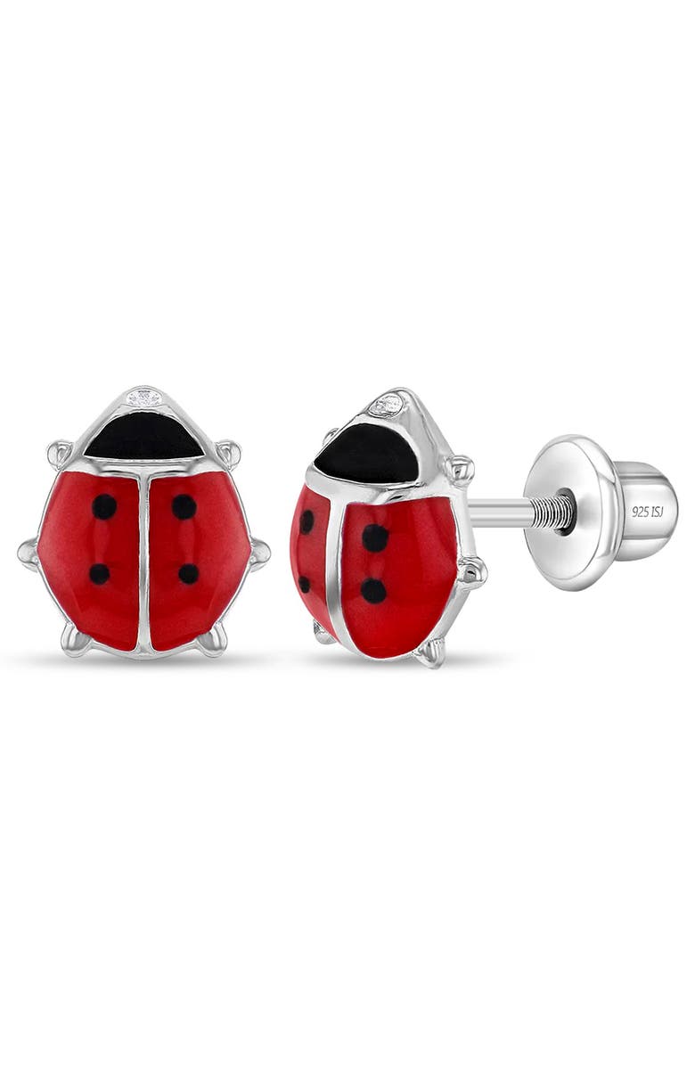 In Season Jewelry Adorable Enamel Ladybug Earrings, Main, color, Red