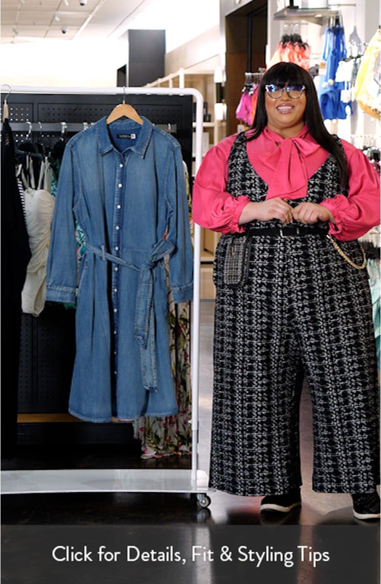 Belted Long Sleeve Denim Shirtdress, sales video thumbnail