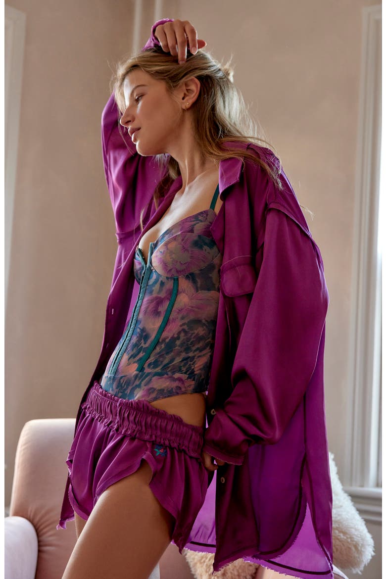 Like Honey Satin Pajama Shorts, Main, color, VIVID VIOLA