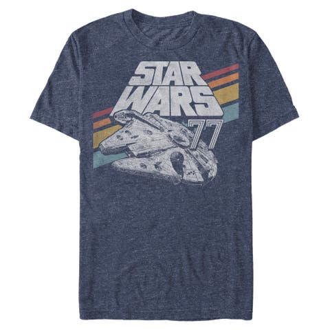 Men's Star Wars A New Hope Retro 77 Millennium Falcon Stripes  Graphic T-Shirt