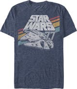Star Wars Men's Star Wars Retro 77 Millennium Falcon Stripes Graphic Tee