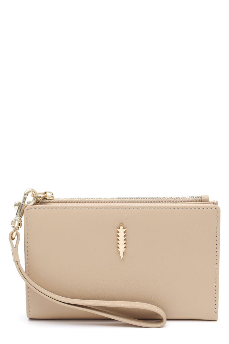 Ruby Bifold Leather Wristlet Wallet, Main, color, CASHEW