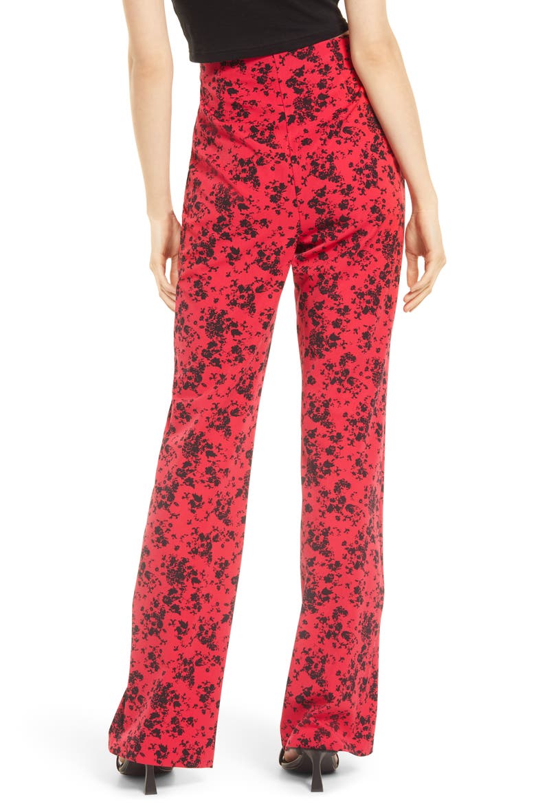 Slim Fit Split Hem Pants, Alternate, color, RED- BLACK JARDIN FLORAL