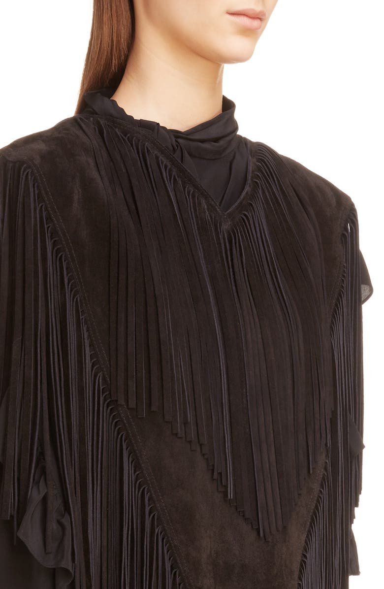 Isabel Marant Daniela Fringe Suede Cape, Alternate, color,