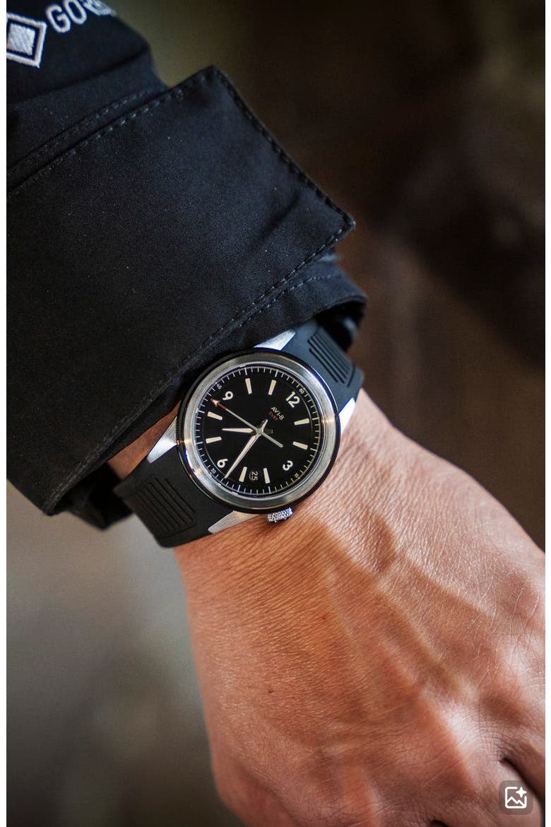 x Worn & Wound Creative Services CRVT 3775A Night Shadow Automatic Watch, 37.75mm, Alternate, color, BLACK