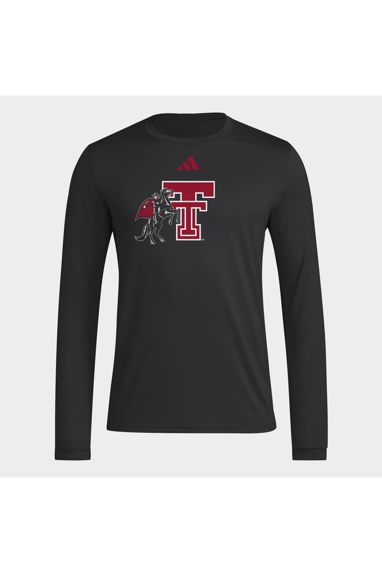 Men's adidas Black Texas Tech Red Raiders Primary Locker Logo Pre-Game Long Sleeve T-Shirt, Main, color, Black
