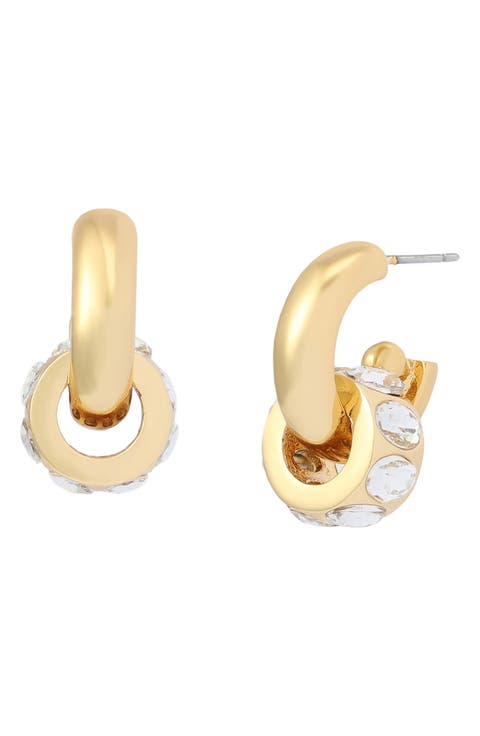 Rondelle Huggie Hoop Drop Earrings