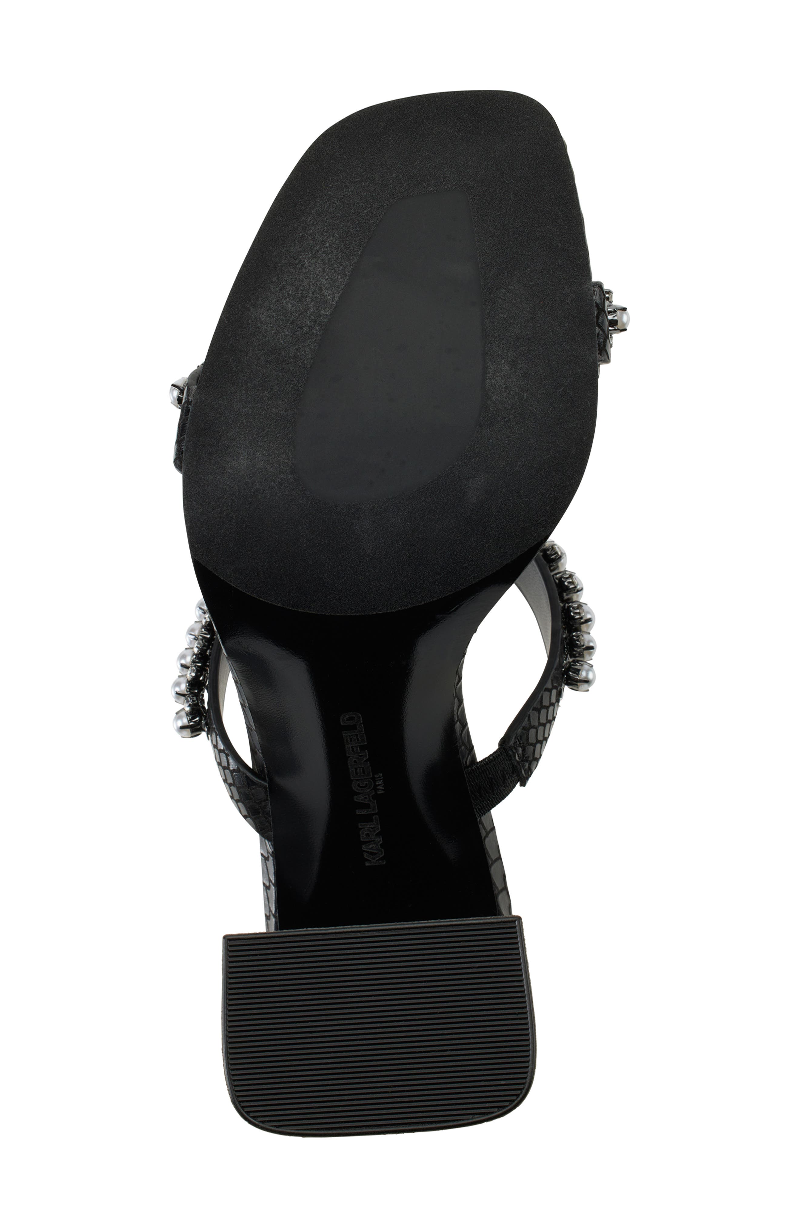 KARL LAGERFELD PARIS Rayan Rhinestone Block Heel Sandal, Alternate, color, 