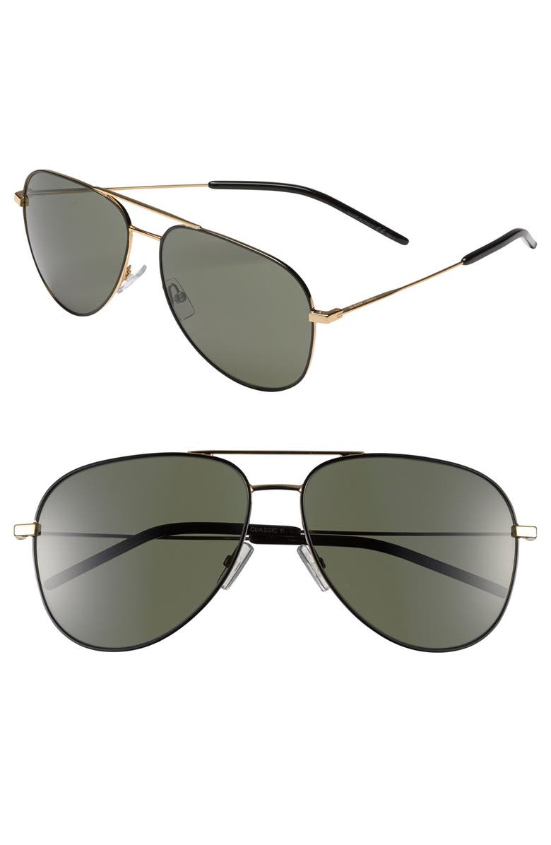 Saint Laurent 59mm Aviator Sunglasses, Main, color, 