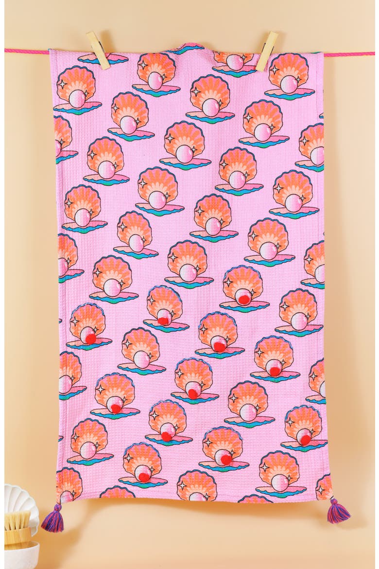 The Mermaid Cove Set of 3 Kitchen Towels, Alternate, color, BLUE/ PINK