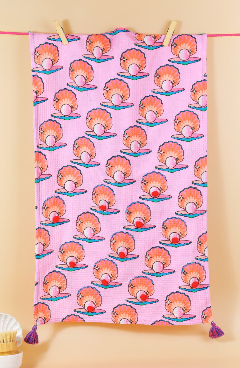 Tiramisu The Mermaid Cove Set of 3 Kitchen Towels, Alternate, color, Blue/ Pink