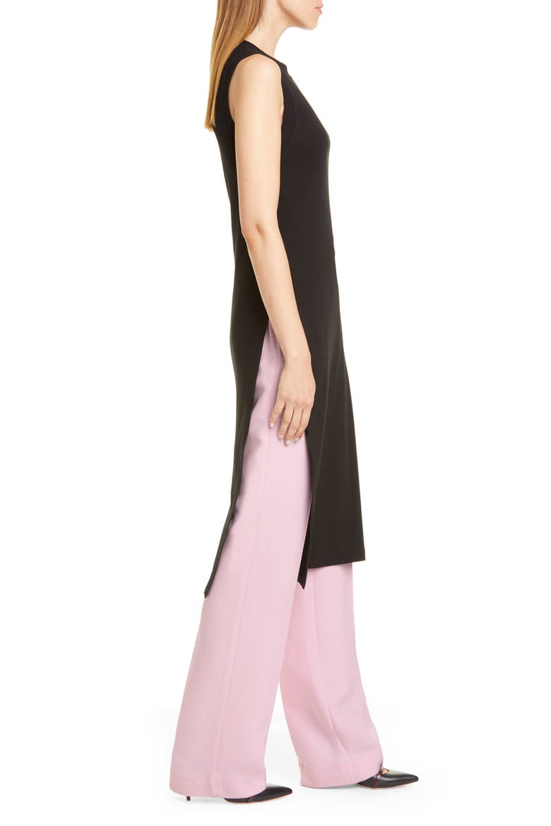 Side Split Rib Cotton Jersey Top, Alternate, color, BLACK
