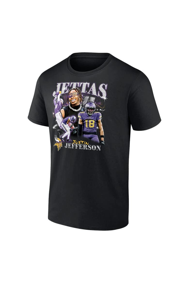 Men's Fanatics Justin Jefferson Black Minnesota Vikings Notorious Player Graphic T-Shirt, Alternate, color, Black