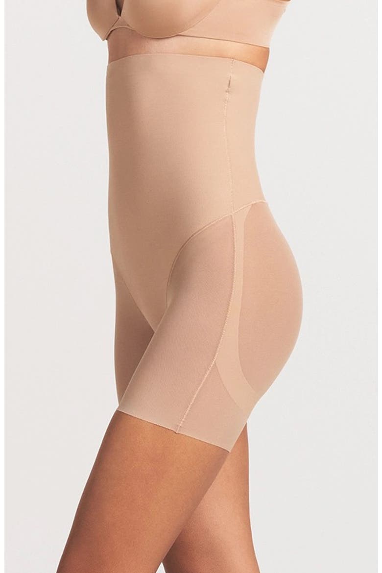 Powermesh Zoned High Waisted Shorts, Alternate, color, CLAY