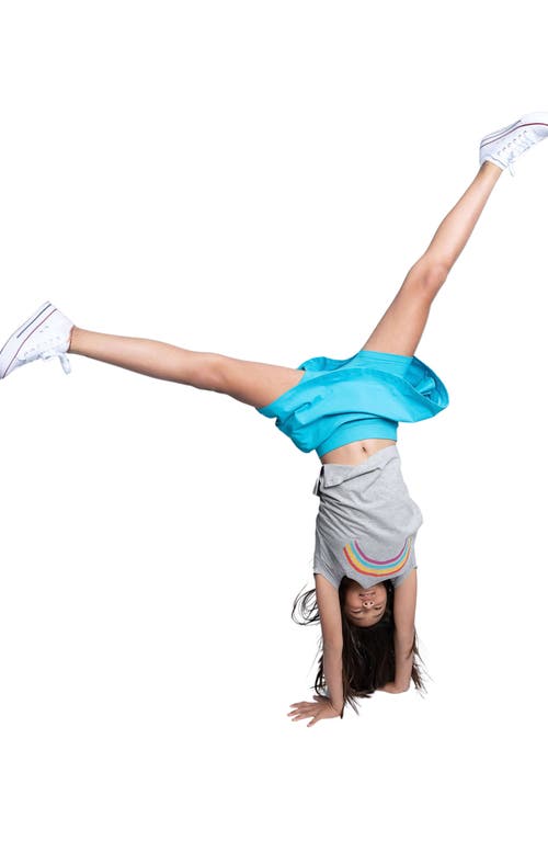 Mightly Organic Cotton Girls Pocket Skorts In Turquoise
