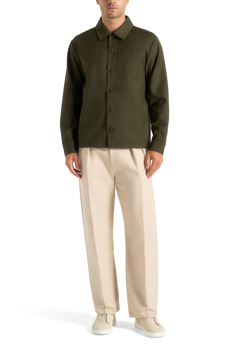 Manière De Voir Valentin Classic Long Sleeve Shirt, Alternate, color, Olive