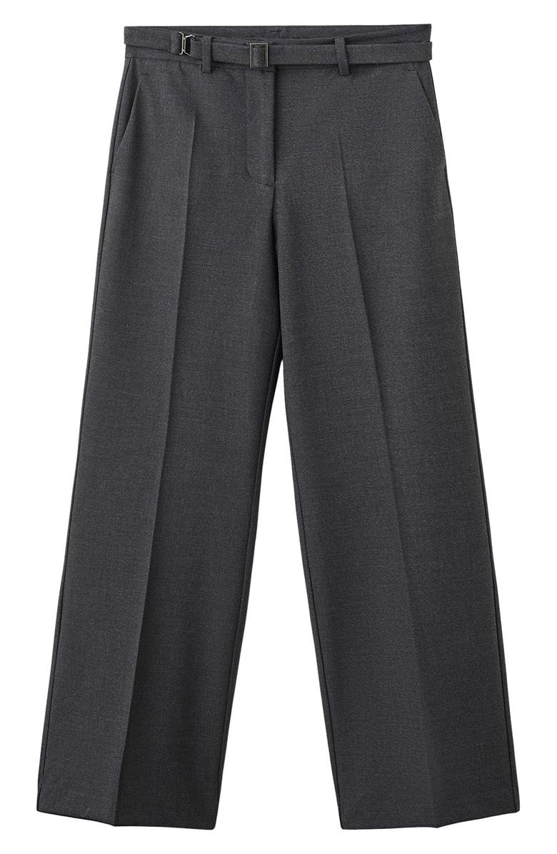 MANGO Belted Straight Leg Pants, Main, color, Grey