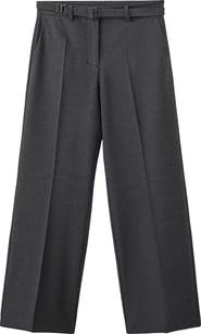 MANGO Belted Straight Leg Pants