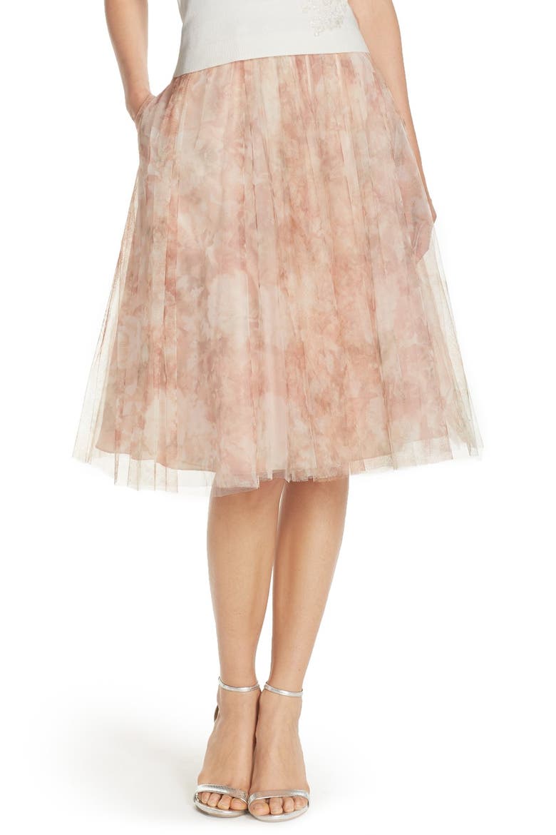 Lucy Print Tulle Skirt, Main, color, BLUSH MULTI