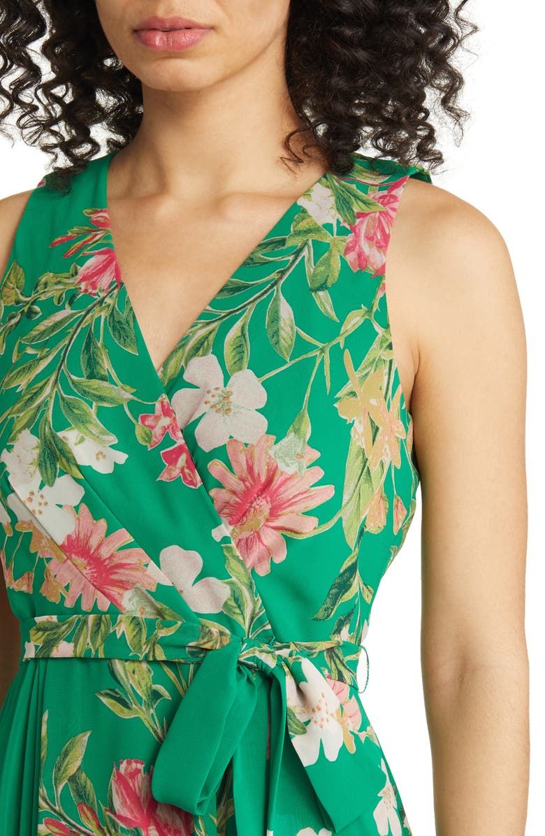 Eliza J Floral Surplice V-Neck High-Low Maxi Dress, Alternate, color,