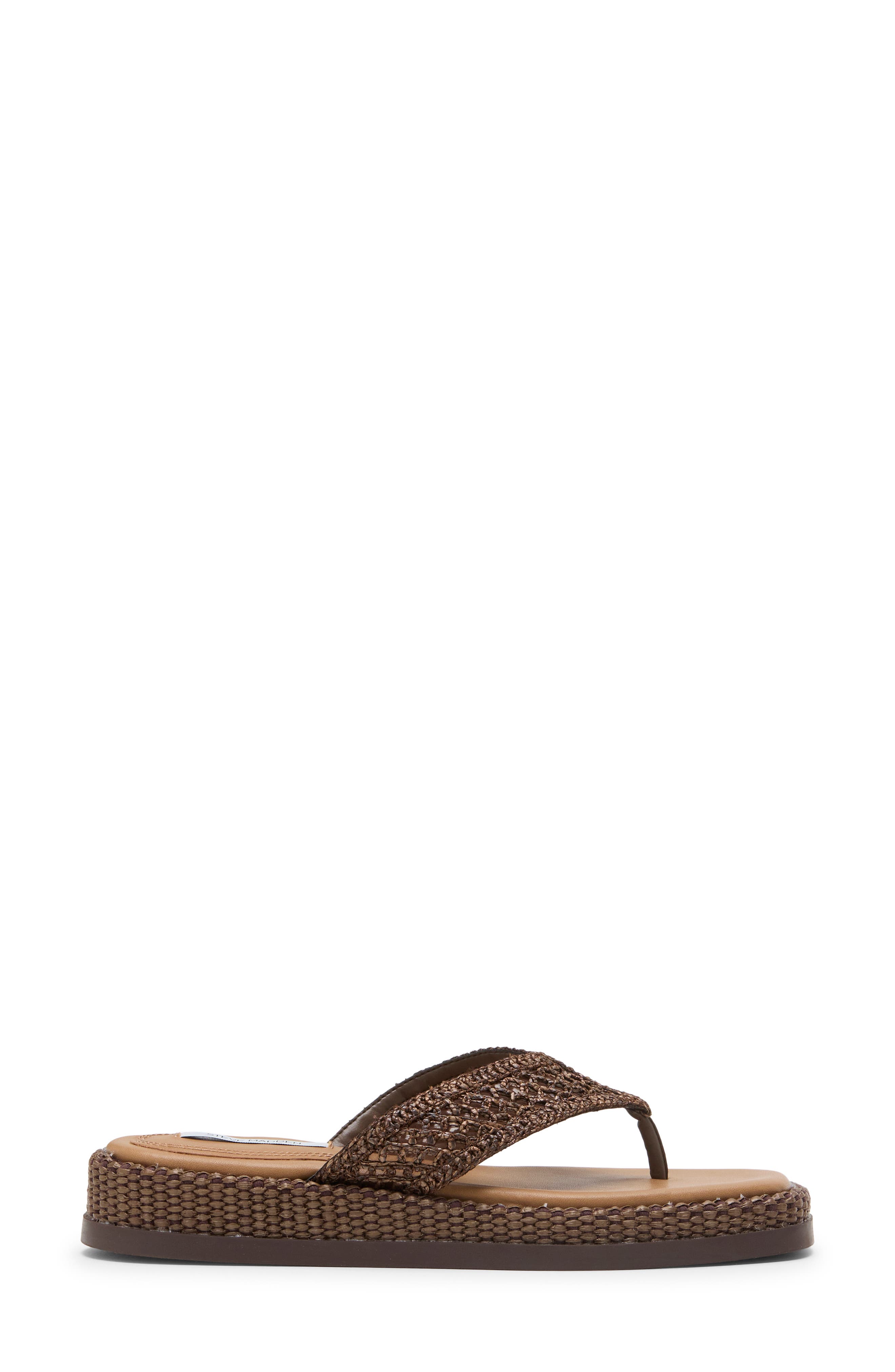Bella Thong Platform Slide Sandal, Alternate, color, BROWN RAFFIA