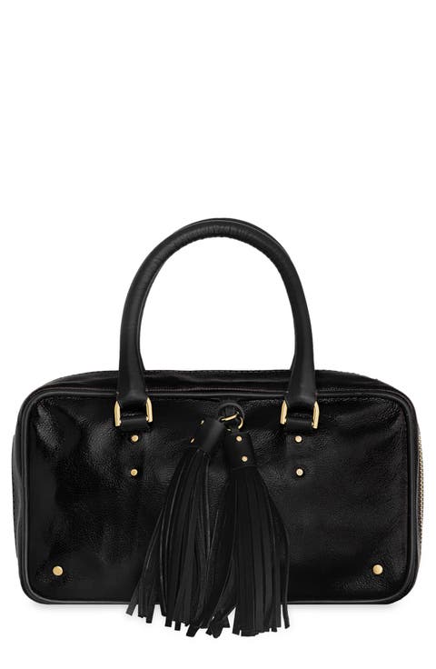 Lana Tassel Leather Bowling Bag