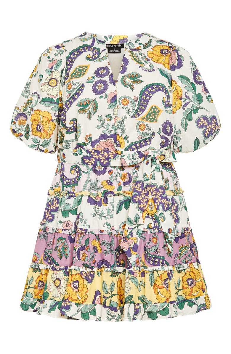 City Chic Leona Tie Waist Cotton Dress, Alternate, color, Jacaranda Purple