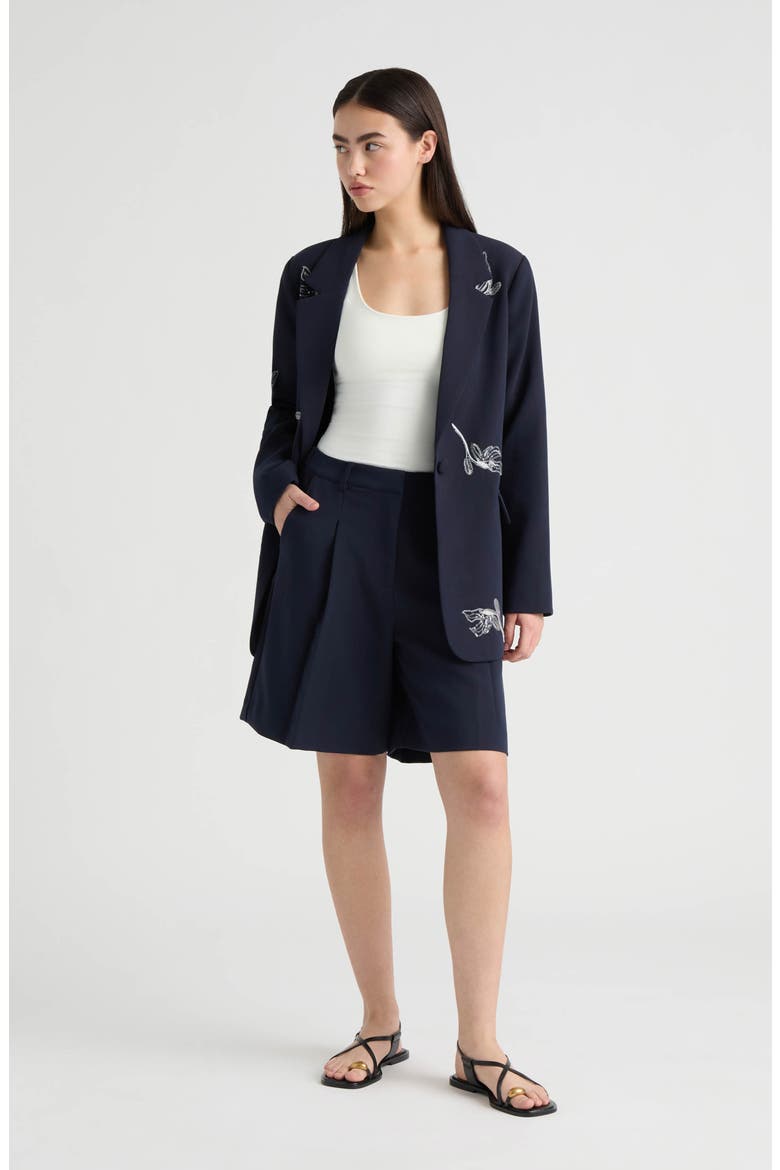 Pleated Front Bermuda Shorts, Alternate, color, NAVY