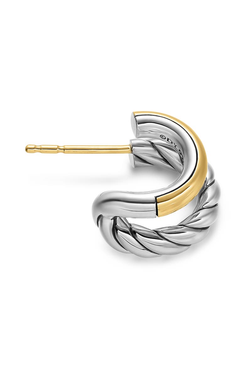 DY Mercer® Double Hoop Huggie Earrings in Sterling Silver with 18K Yellow Gold, 7.8mm, Alternate, color, SILVER/ GOLD