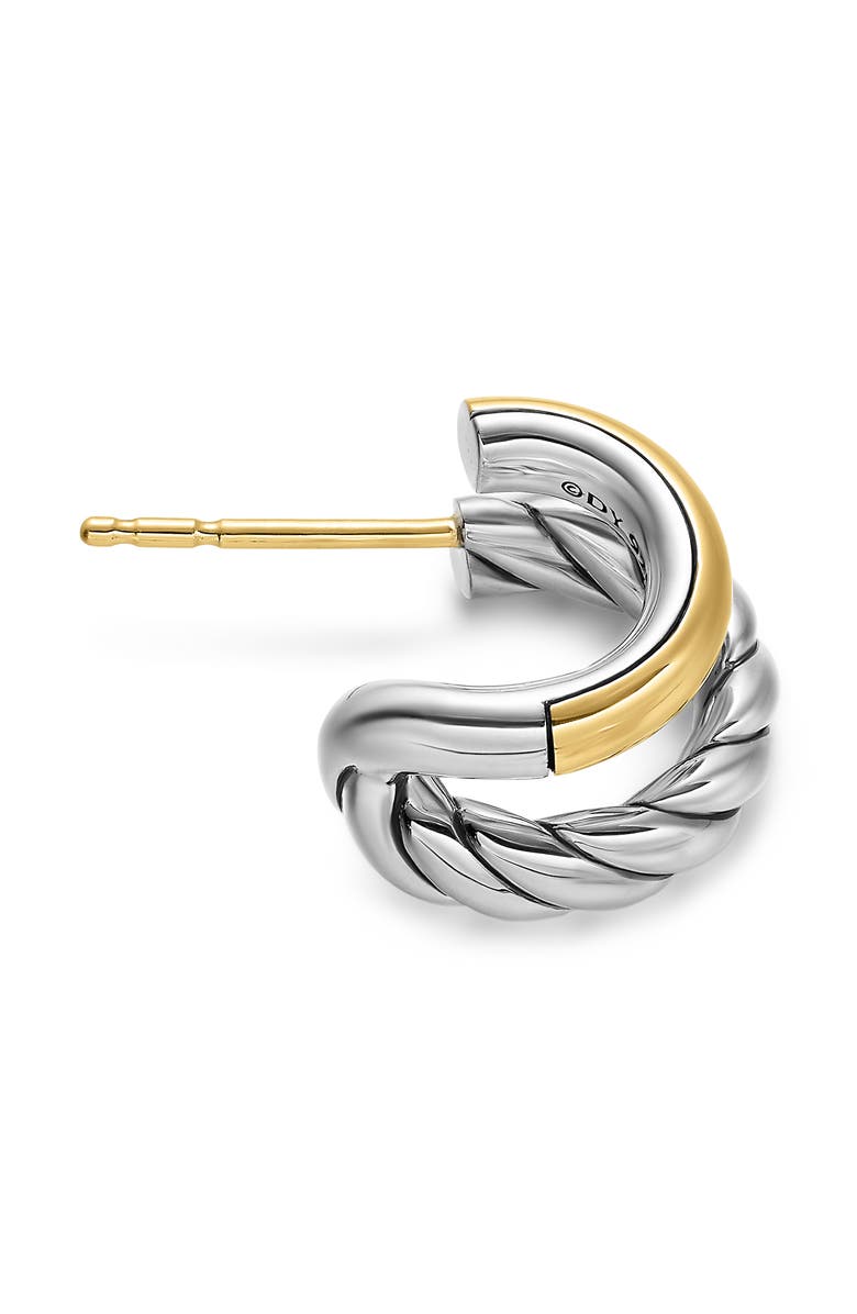 David Yurman DY Mercer<sup>®</sup> Double Hoop Huggie Earrings in Sterling Silver with 18K Yellow Gold, 7.8mm, Alternate, color, Silver/ Gold
