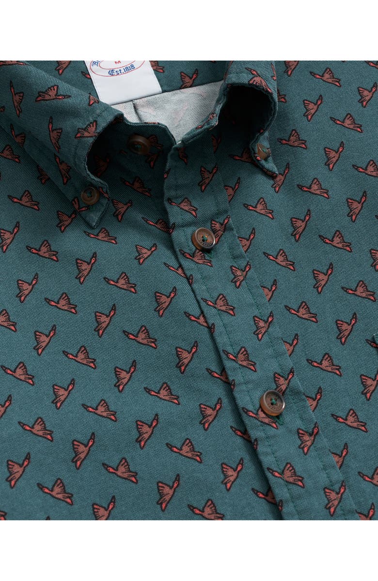 Brooks Brothers Friday Regular Fit Print Cotton Poplin Button-Down Shirt, Alternate, color, Green