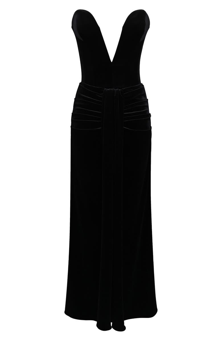 HOUSE OF CB Vienne Deep Plunge Neck Velvet Gown, Alternate, color, Black