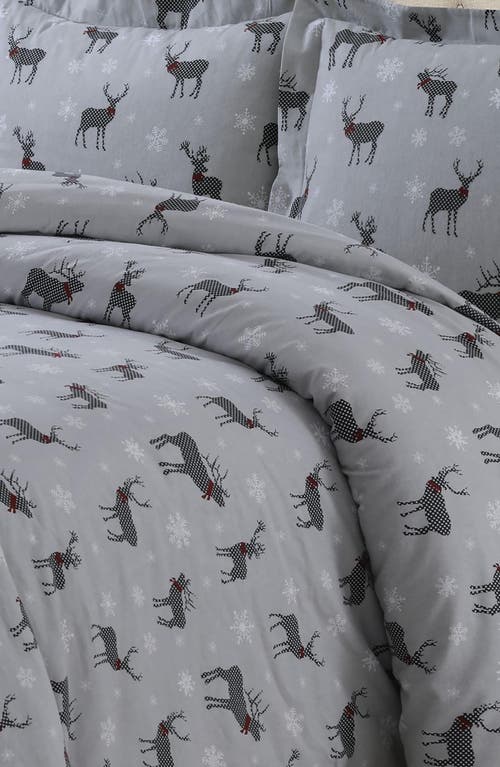 Azores Home Checkered Buck Cotton Duvet Cover & Sham Set In Gray