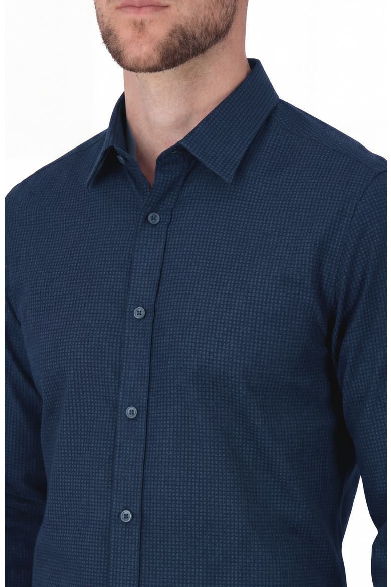Regular Fit Box Print 4-Way Stretch Button-Up Shirt, Alternate, color, NAVY