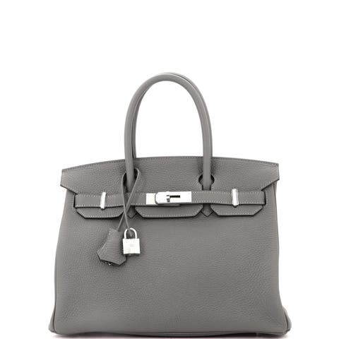 Birkin Handbag Grey Clemence with Palladium Hardware 30