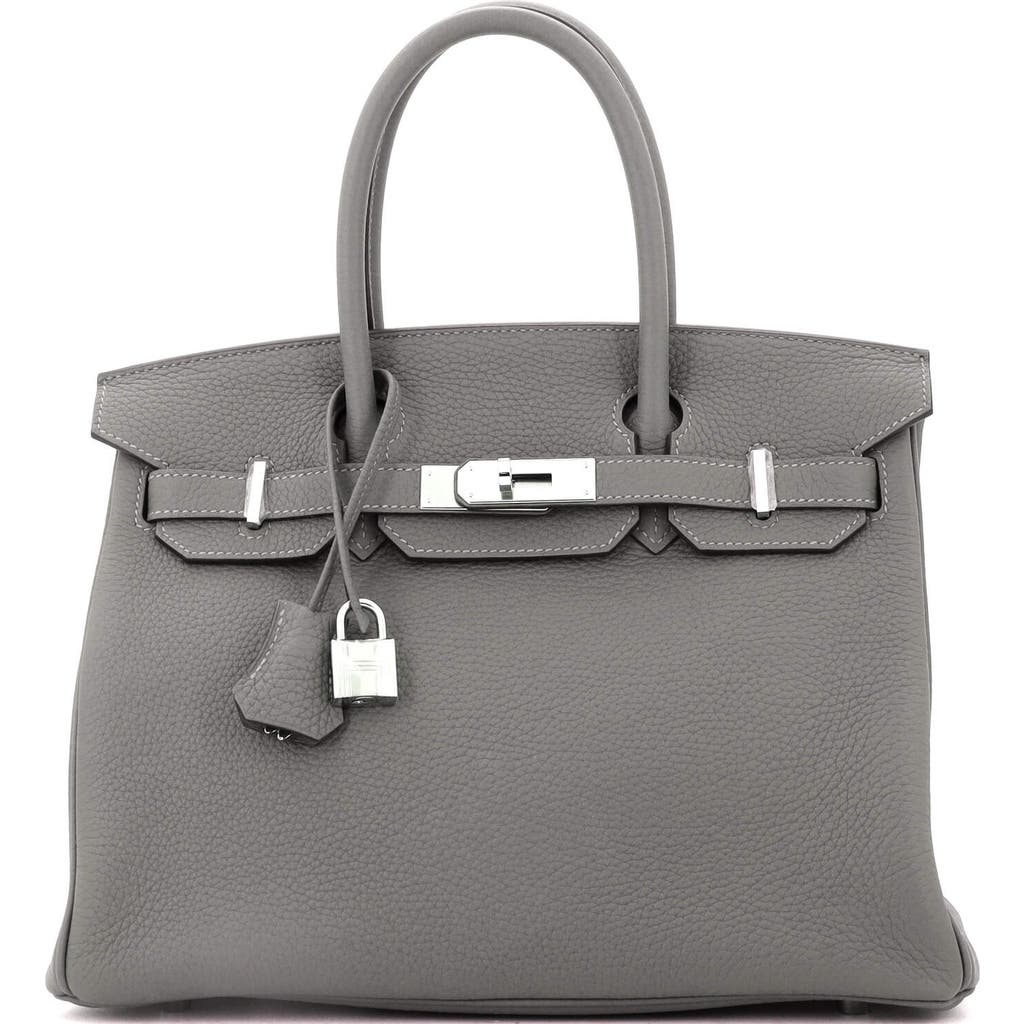 Pre-owned Hermes Hermes Birkin Handbag Grey Clemence With Palladium Hardware 30 In Gray