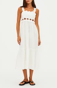 Beach Riot Campbell Scallop Cutout Cotton Cover-Up Sundress