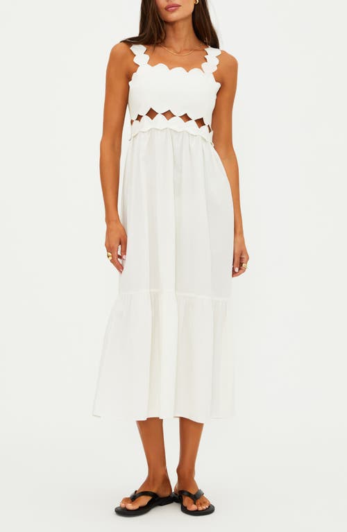 Beach Riot Campbell Scallop Cutout Cotton Cover-up Sundress In White
