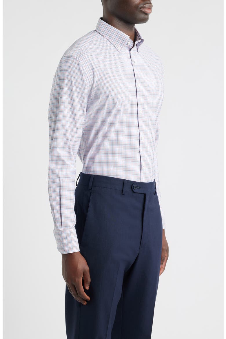 Casey Check Performance Twill Button-Down Shirt, Alternate, color, NAVY