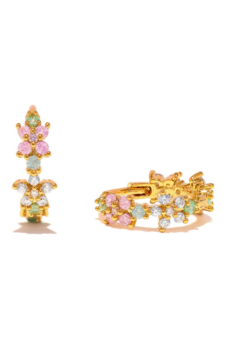 Pastel Star Huggie Hoop Earrings, Main, color, GOLD