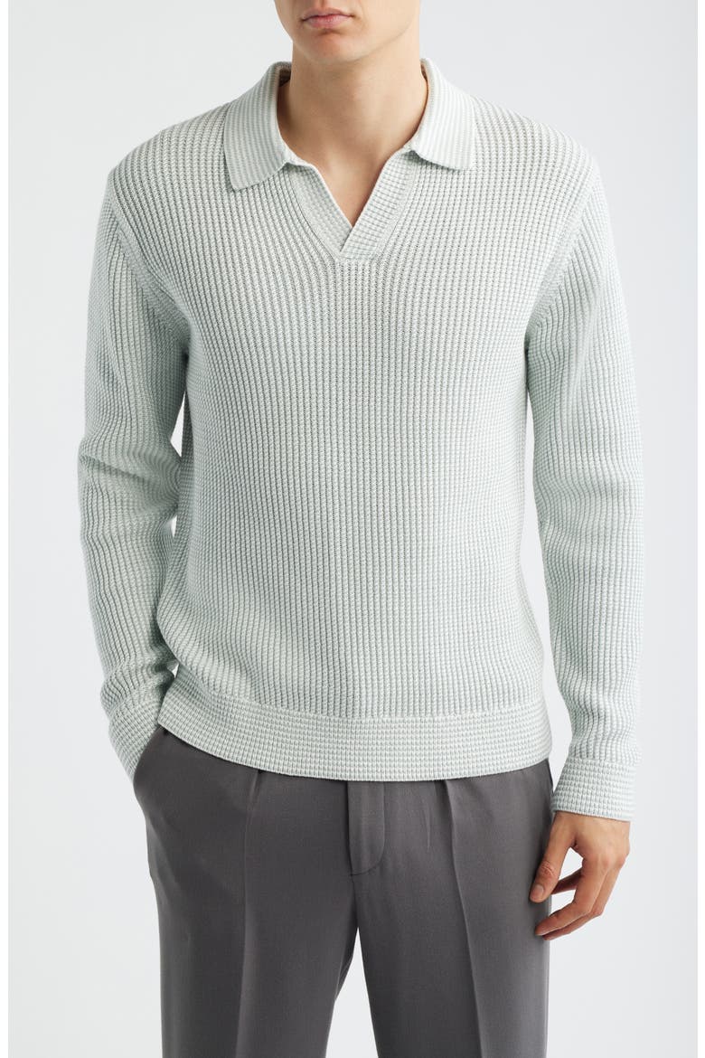 Dunbar Johnny Collar Sweater, Main, color, SOFT SAGE/ WHITE